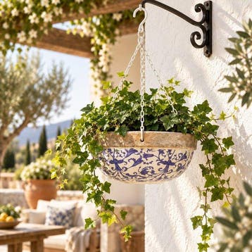 Pot de fleurs - Pot de fleurs suspendu en céramique vieilli