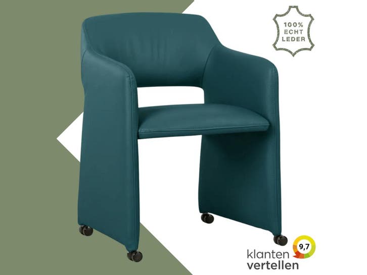 Leren eetkamerstoel Icon - Toledo Turquoise (blauw), Huis en Inrichting, Stoelen, Blauw, Eén, Nieuw, Leer, Ophalen of Verzenden