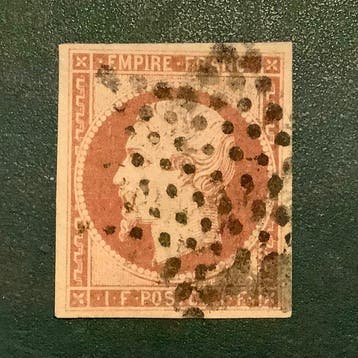 Frankrijk 1854 - 1 Fr Napoleon Empire - nagekeken Scheller -, Gestempeld