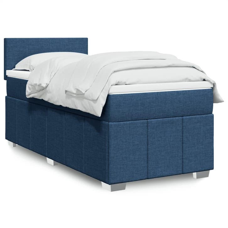 vidaXL Boxspring met matras stof blauw 90x200 cm, Maison & Meubles, Chambre à coucher | Lits, Envoi