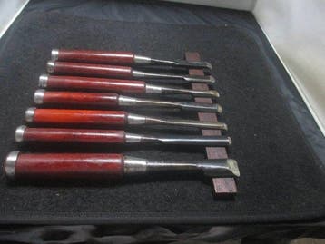 Lot de 7 gouges japonaises vintage (Marunomi) - manches en