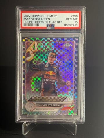 2022 Topps Chrome Max Verstappen #159 Carte parallèle - PSA, Verzamelen, Nieuw