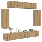 vidaXL 6-delig Tv-meubelset wandmontage bewerkt hout, Verzenden