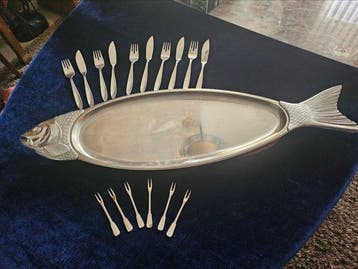 Service à poisson - Inox - bois Meranti