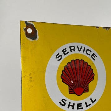 Shell - Enseigne en émail - 60x40 cm - Fait en plaque