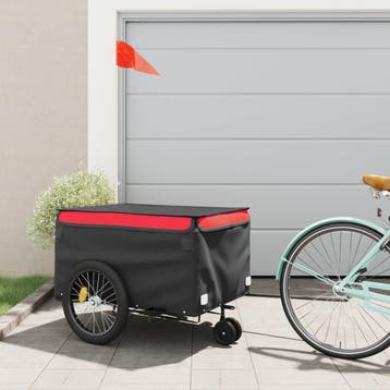 vidaXL Fietstrailer 45 kg ijzer zwart en rood, Verzenden, Nieuw