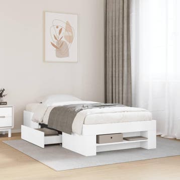vidaXL Bedframe bewerkt hout wit 90x200 cm, Verzenden