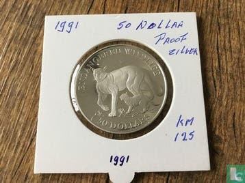 Cookeilanden 50 dollars 1991 (PROOF) Cougar and cub, Verzenden, Losse munt, Goud