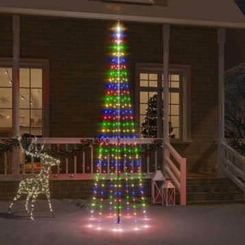vidaXL Vlaggenmast kerstboom 310 LEDs meerkleurig 300 cm, Verzenden