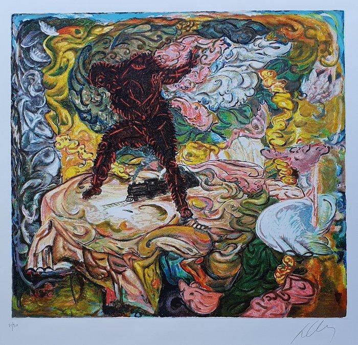 Sandro Chia (1946) - Lo strano passo, Antiquités & Art, Antiquités | Autres Antiquités