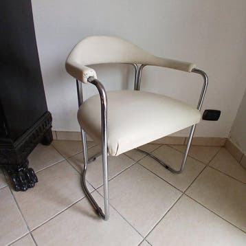 Fauteuil (4) - Staal, Synthetisch leder