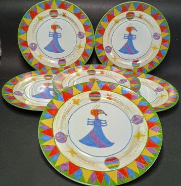 Jean Louis Coquet Limoges - Schotel (6) - Porselein -