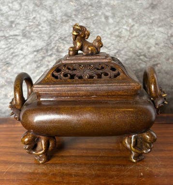 Brûleur dencens - Bronze - chien-lion Foo