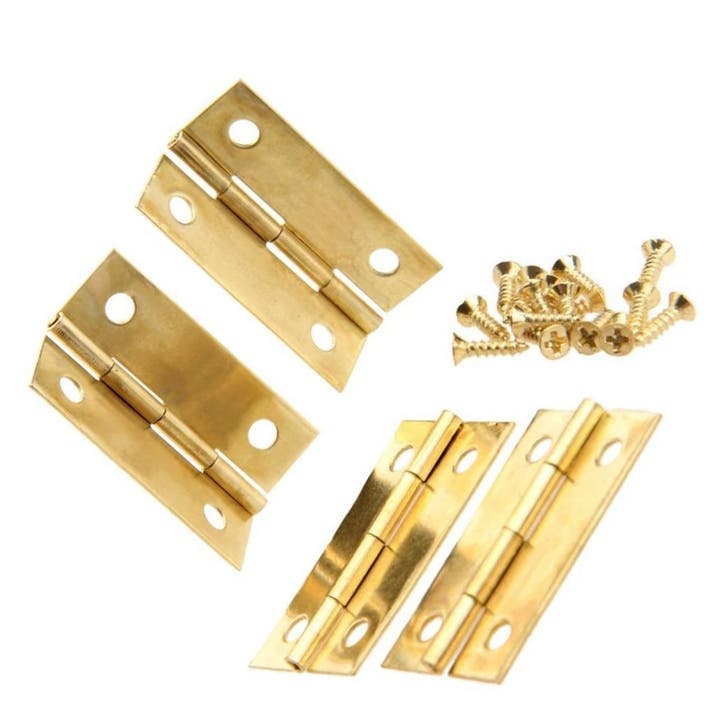 Set van 16 scharniertjes, goudkleurig, 34x22 mm, Doe-het-zelf en Bouw, Gereedschap | Overige machines, Nieuw, Verzenden