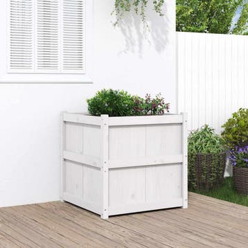 vidaXL Plantenbak 70x70x70 cm massief grenenhout wit, Verzenden, Nieuw