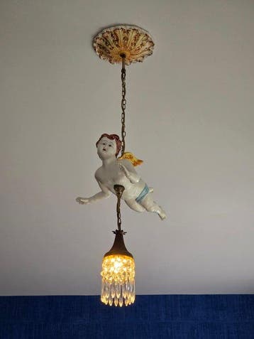 Lampe à suspendre - céramique/cristal/bronze