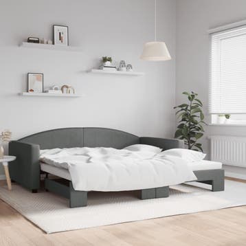 vidaXL Slaapbank met onderschuifbed 100x200 cm stof, Verzenden
