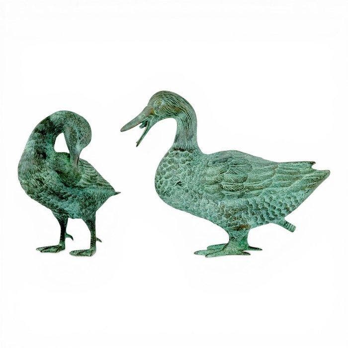 sculptuur, Pair of Ducks (fountain) - 25 cm - Brons, Antiquités & Art, Curiosités & Brocante