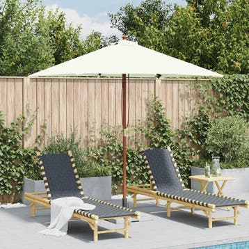 vidaXL Parasol met houten paal 150x200 cm zandkleurig, Verzenden, Nieuw