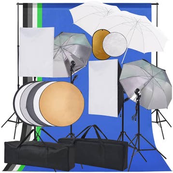 vidaXL Fotostudioset met softboxlampen paraplus achtergrond, Verzenden, Nieuw
