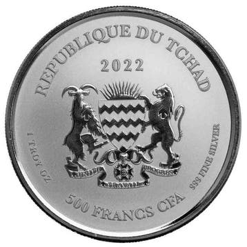 Tchad. 500 Francs 2022 1 oz 500 CFA Chad Scorpion Proof-like