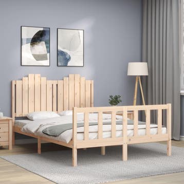 vidaXL Bedframe met hoofdbord massief hout, Verzenden, Nieuw