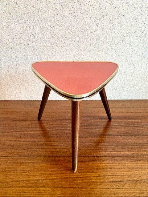 Table dappoint - Bois et Formica Rouge - Tripode Vintage, Antiquités & Art, Art | Objets design