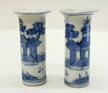Pair of Antique Chinese Blue and White Porcelain Miniature, Antiek en Kunst
