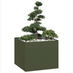 vidaXL Plantenbak 100x100x80 cm staal olijfgroen, Verzenden, Nieuw