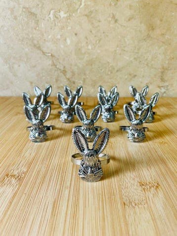 Rond de serviette (12) - Plaqué(e) argent - Lapin