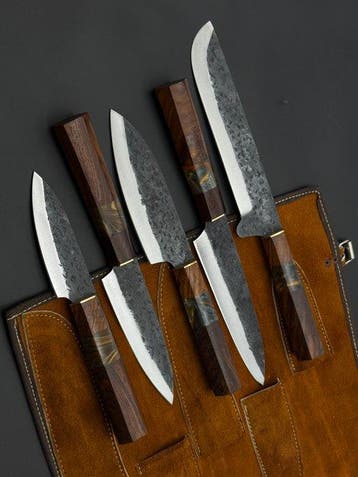 Japanese Style Kitchen Knife SET With Leather BAG Included -