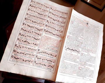 Romae - Foglio Messale Papa Pio V, Tetragramma, Spartito