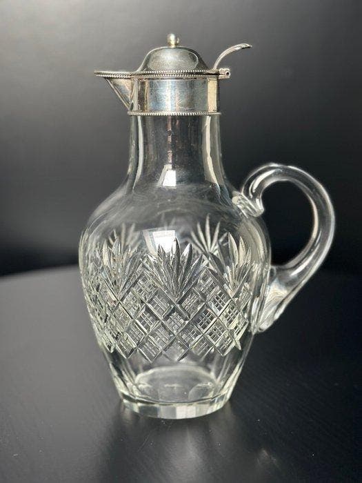 Cruche - Crystal decanter with a silver setting. Holland,, Antiquités & Art, Antiquités | Autres Antiquités