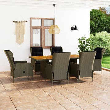 vidaXL 7-delige Tuinset met kussens poly rattan bruin, Verzenden, Nieuw, Tuinset