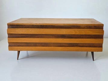 Naaidoos - Hout, Messing - Ryflowane Cudo uit de jaren 60. –, Antiek en Kunst