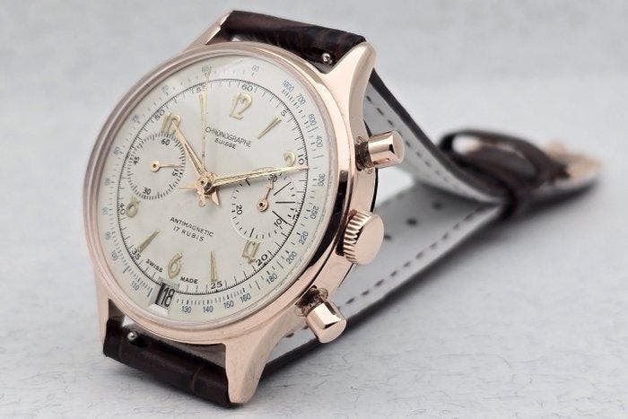 Chronographe Suisse - Cal. Landeron 187 - Plaquê Ouro -, Bijoux, Sacs & Beauté, Montres | Hommes