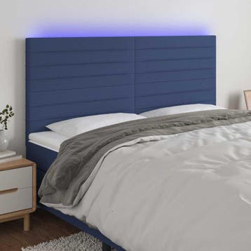 vidaXL Hoofdbord LED 160x5x118/128 cm stof blauw, Verzenden
