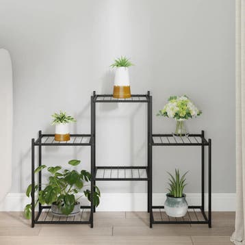 vidaXL Bloemenstandaard 83x25x60 cm ijzer zwart, Verzenden