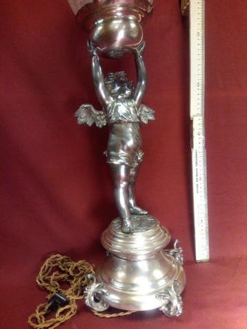 Lampe de table - Verre, Plaqué(e) argent