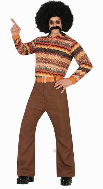 Disco 70S Kostuum Gekleurd Heren, Verzenden, Nieuw