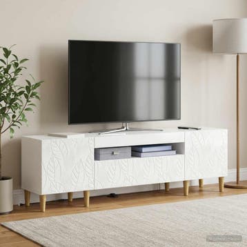 vidaXL LED tv-meubel Hoogglans Wit Bewerkt hout, Verzenden, Nieuw