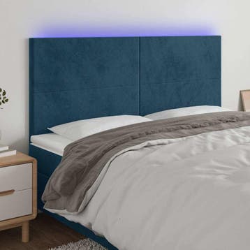 vidaXL Hoofdbord LED 160x5x118/128 cm fluweel donkerblauw, Verzenden, Nieuw