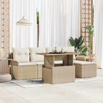 vidaXL Tuinbank Set 6 st beige en crèmekleurig, Verzenden, Nieuw