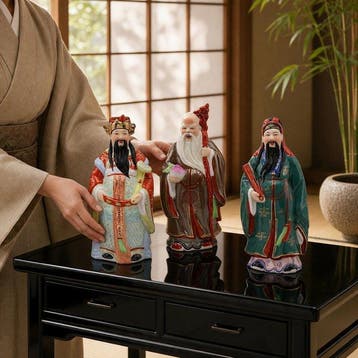 sculptuur, Fu Lu Shou, le 3 Stelle della Fortuna,, Antiek en Kunst