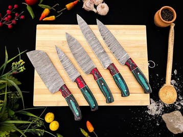Keukenmes - Kitchen knife set - F136 - Staal, Hout,