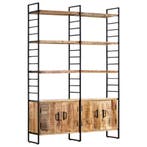 vidaXL Boekenkast met 4 schappen 124x30x180 cm ruw mangohout, Verzenden, Nieuw