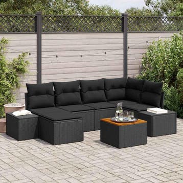 vidaXL Tuinbank Set 7 st Zwart, Verzenden, Nieuw