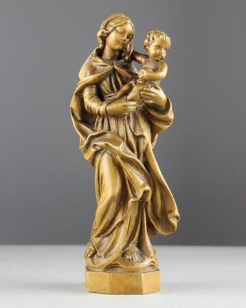 Val Gardena - sculptuur, Maria met Kind - 20 cm - Hout