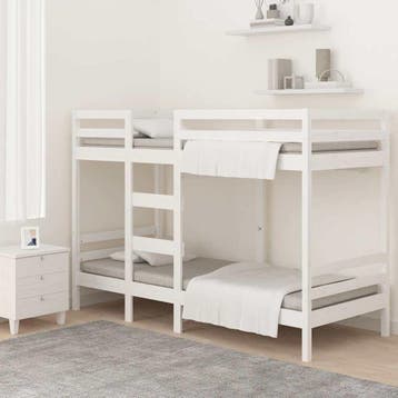 vidaXL Stapelbed massief grenenhout wit 90x200 cm, Verzenden