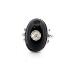 Bague Platine - 0.30ct. tw. Diamant (Naturelle) - Onyx